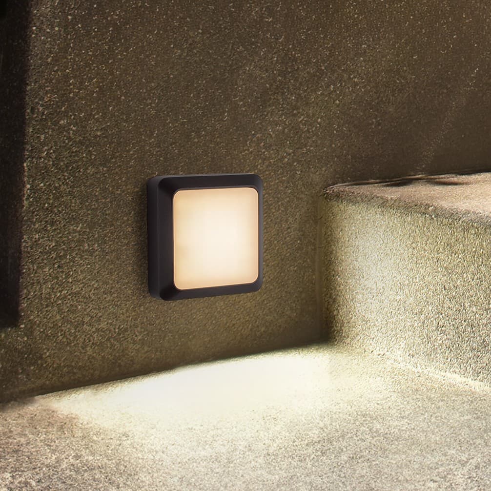 Nova Luce Appia - buiten wandverlichting - 12,5 x 12,5 x 3,8 cm - 5W LED incl. - IP54 - donker antraciet