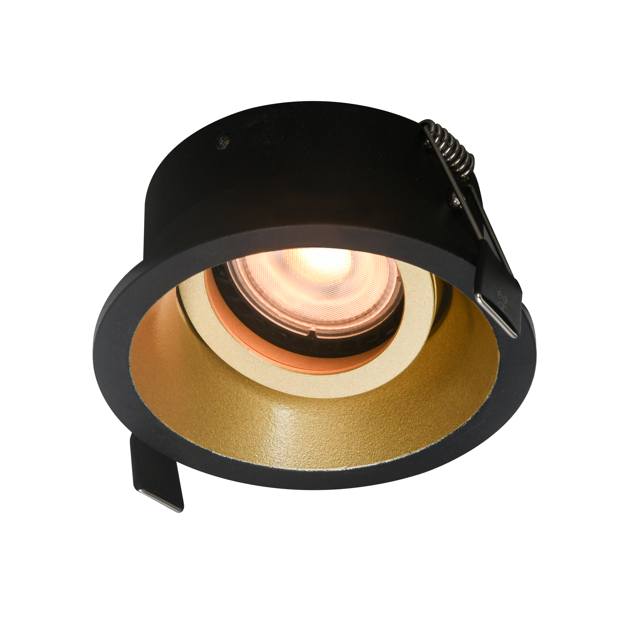 Artdelight Roura - kantelbaar inbouwspot - Ø 90 mm, Ø 82 mm inbouwmaat - zwart en goud