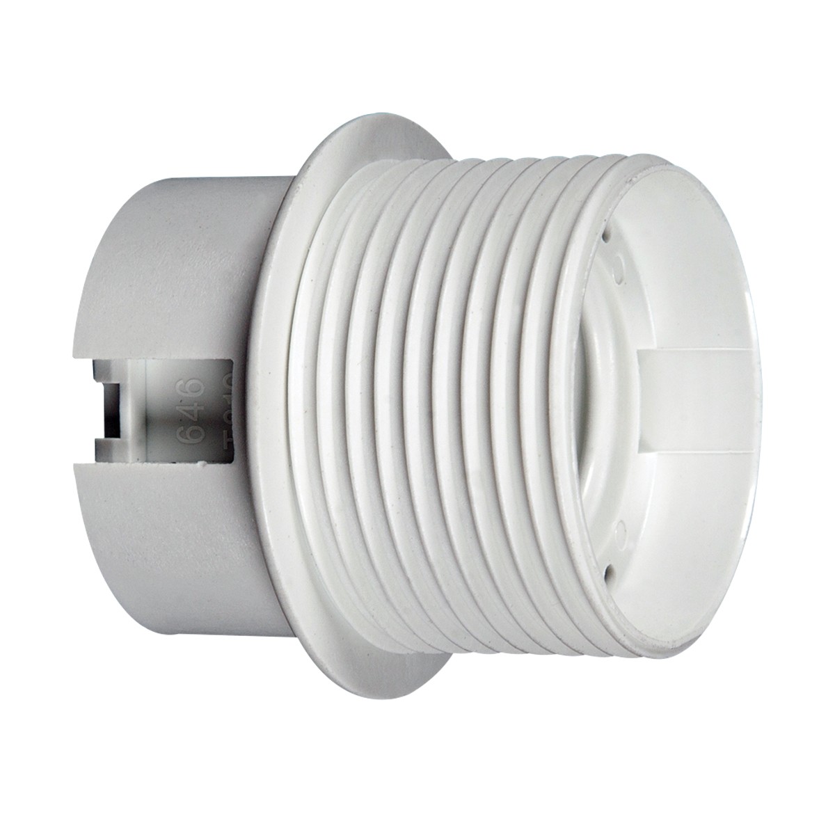 VK Lighting - E27 thermoplast fitting met schroefdraad & flens - Ø 4,0 x 4,5 cm - wit