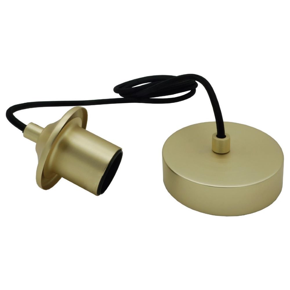 Artdelight Pendel - hanglamp met strijkijzersnoer - Ø 10 x 150 cm - mat goud en zwart