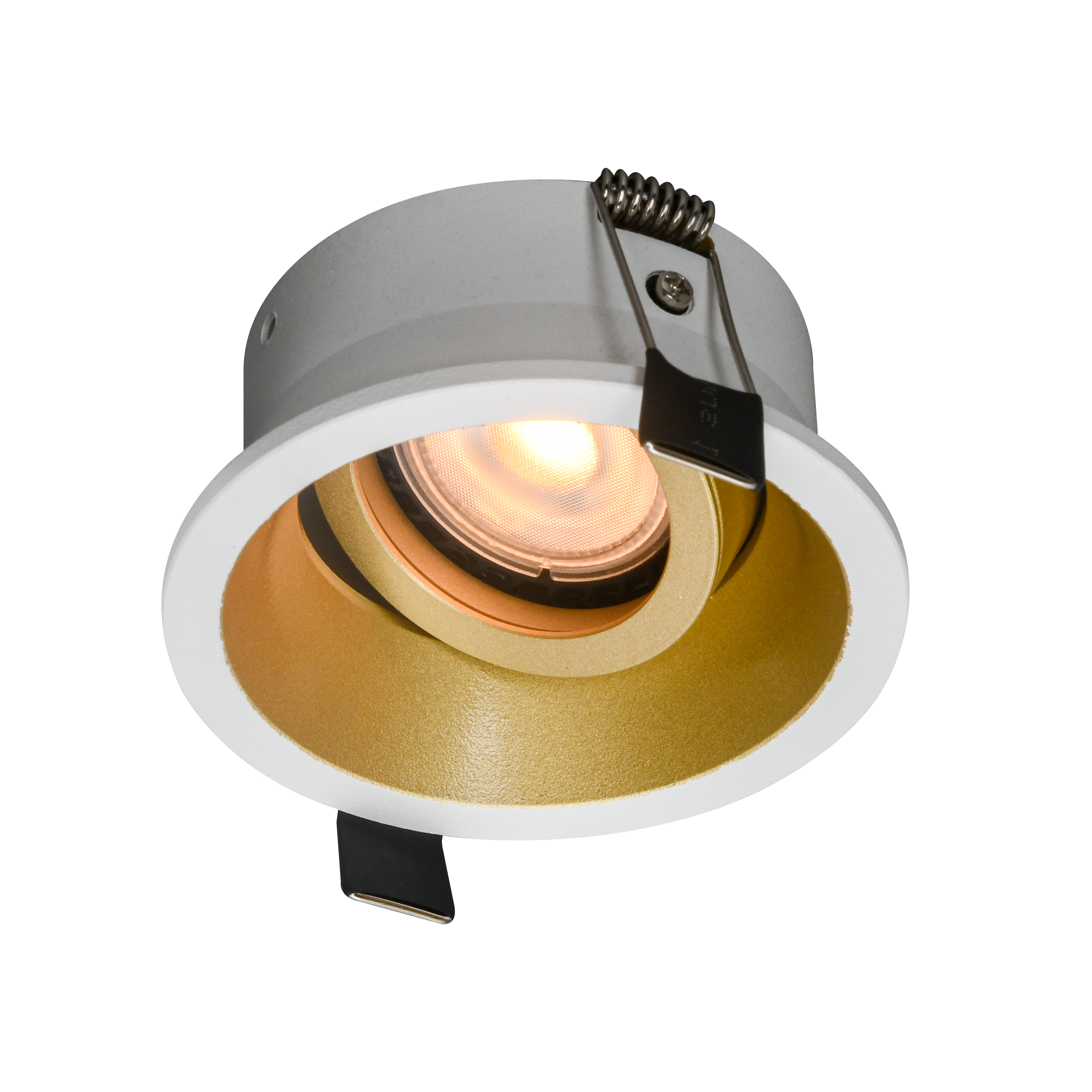 Artdelight Roura - kantelbaar inbouwspot - Ø 90 mm, Ø 82 mm inbouwmaat - wit en goud