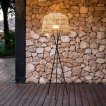 New Garden Amalfi - vloerlamp met oplaadbare lichtbron en afstandsbediening - 9W LED incl. - Ø 49 x 148 cm - IP54 - rotan