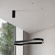 Nova Luce Dussa - hanglamp - 45 x 150 x 90 cm - 52W dimbare LED incl. - zandzwart