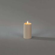 Konstsmide - LED blokkaars op batterijen met flakkervlam - Ø 7 x 12 cm - IP44 - beige