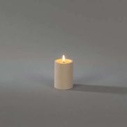 Konstsmide - LED blokkaars op batterijen met flakkervlam - Ø 7 x 10 cm - IP44 - beige