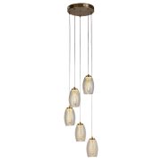 Searchlight Cyclone - hanglamp - Ø 35 x 150 cm - 27W dimbare LED incl. - brons en champagne