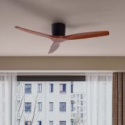 Nova Luce Ninemia - plafondventilator met afstandsbediening - Ø 132 cm - zandzwart en donker hout