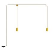 Creative Cables Eiva F-snake - draagbare lichtslinger -  2,25 meter totale lengte - 2 x Eiva 3-way E27 fitting met siliconen kabelhouder - IP65 - mosterdgeel