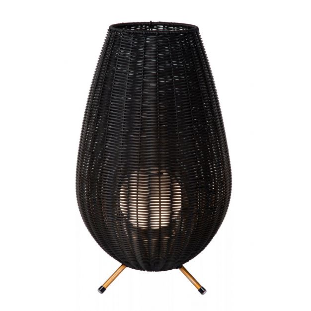 Lucide Colin - oplaadbare tafellamp buiten - Ø 30 x 50 cm - 3 stap dimmer - 3W dimbare LED incl. - IP44 - zwart   