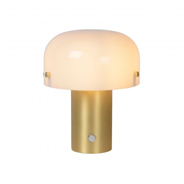 Lucide Timon - tafellamp - Ø 18 x 21 cm - 3 stappen dimbaar - mat goud en opaal