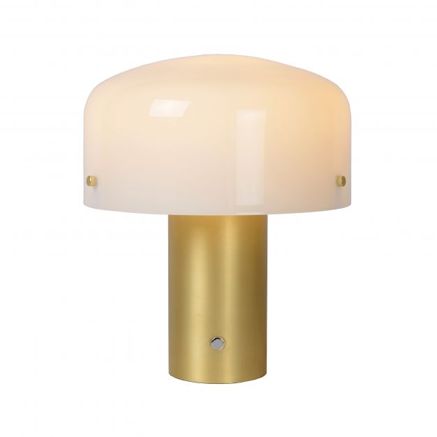 Lucide Timon - tafellamp - Ø 27 x 35 cm - 3 stappen dimbaar - mat goud en opaal