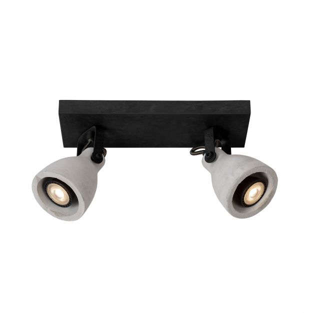 Lucide Concri-Led - opbouwspot 2L - 10 x 29 x 18 cm - 2 x 5W dimbare LED incl. - zwart
