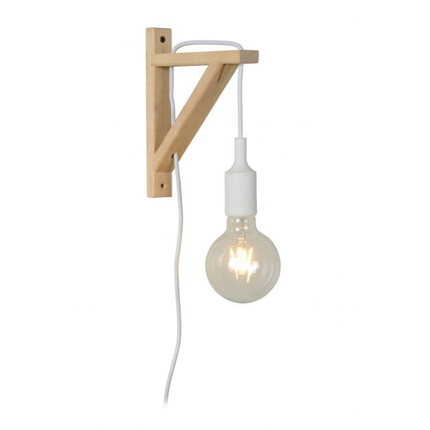 Lucide Fix - wandlamp met schakelaar op kabel - 3,2 x 19 x 22,5cm - wit