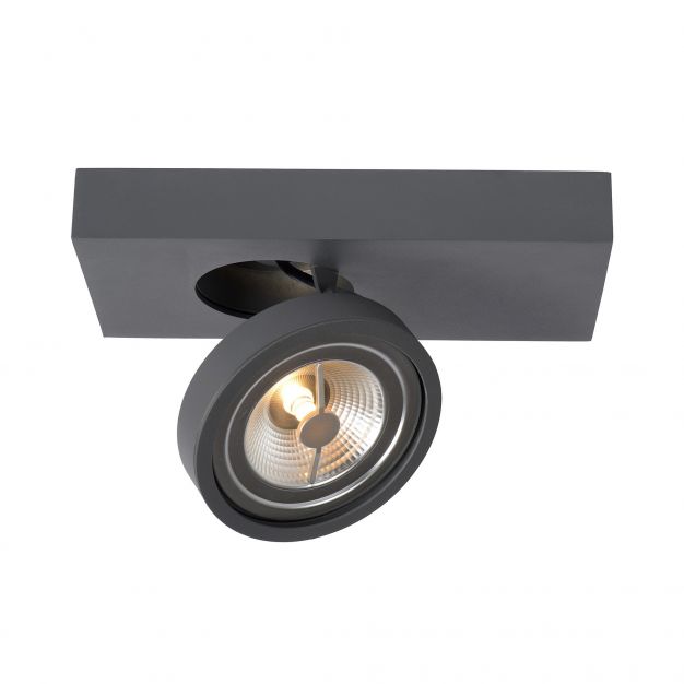 Lucide Nenad AR111 - opbouwspot 1L - 12 x 15 x 8 cm - 10W dimbare LED incl. - grijs