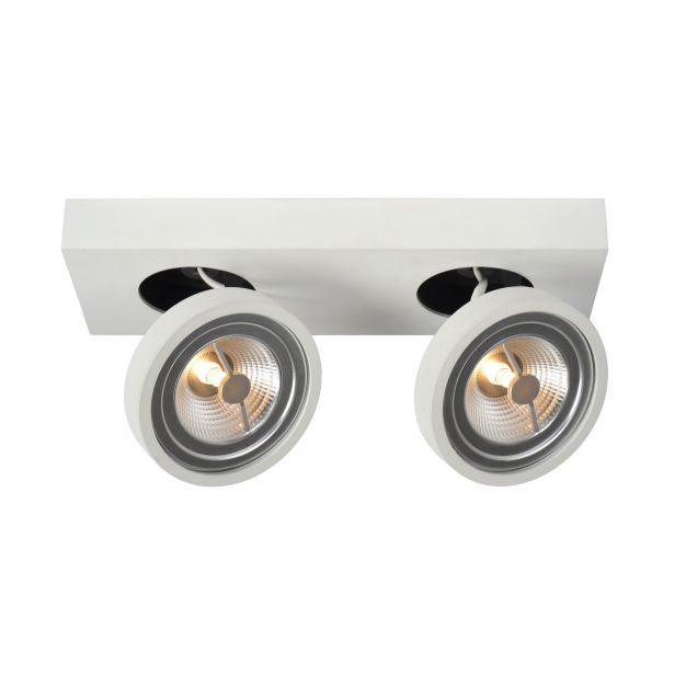 Lucide Nenad AR111 - opbouwspot 2L - 12 x 33 x 8 cm - 2 x 10W dimbare LED incl. - wit