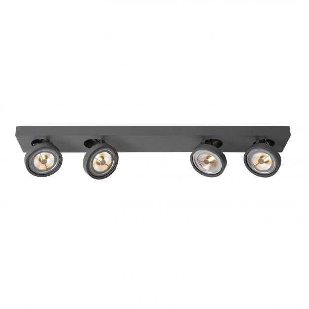 Lucide Nenad AR111 - opbouwspot 4L - 12 x 89 x 8 cm - 4 x 10W dimbare LED incl. - grijs