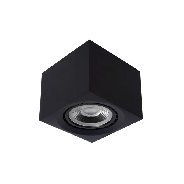 Lucide Fedler - opbouwspot - 12 x 12 x 8,5 cm - 12W dimbare LED incl. - dim to warm - zwart 