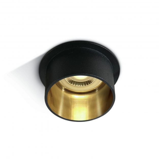 ONE Light Recessed Cylinders - inbouwspot - Ø 68 mm, Ø 62 mm inbouwmaat - zwart en goud