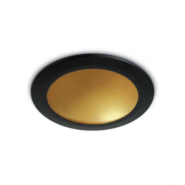 ONE Light Dark Light Dome Reflector - inbouw plafondverlichting - Ø 17 x 5 cm - 16W LED incl. - zwart en messing