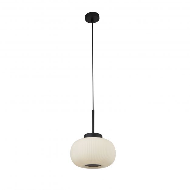 Searchlight Lumina - hanglamp - Ø 24 x 130 cm - wit en mat zwart
