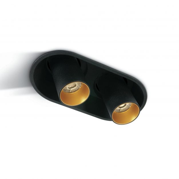 ONE Light Recessed COB Cylinders - opbouwspot 2L - 16,8 x 9 x 9 cm - 2 x 7W dimbare LED incl. - zwart