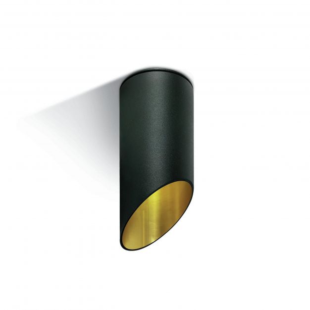 ONE Light Decorative Cut Cylinders - opbouwspot 1L - Ø 6 x 15 cm - zwart en goud