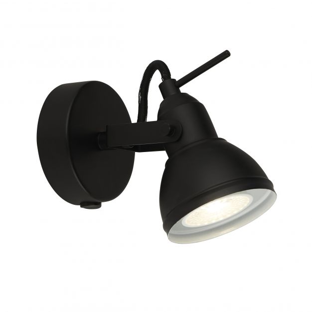 Searchlight Focus - wandverlichting met schakelaar - 9 x 13 cm - mat zwart en wit