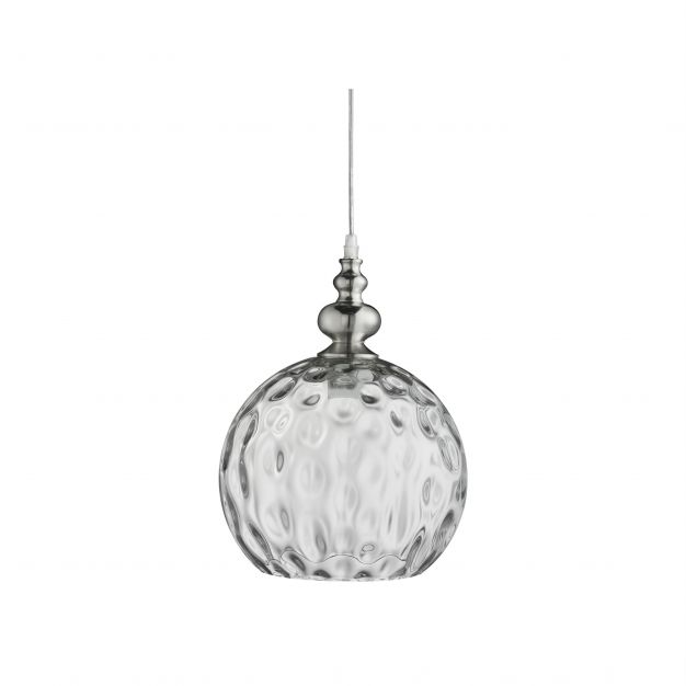 Searchlight Indiana - hanglamp - Ø 25 x 135 cm - satijn zilver