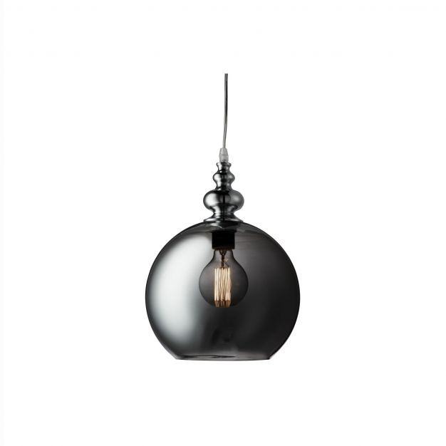 Searchlight Indiana - hanglamp - Ø 25 x 135 cm - gerookt glas