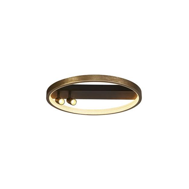 Searchlight Grace Flush - plafondverlichting - Ø 50 x 13 cm - 37,8W dimbare LED incl. - zwart/goud