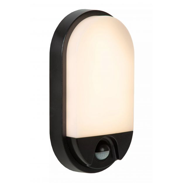 Lucide Hups IR - buiten wandlamp met sensor - 11,9 x 4,5 x 21,2 cm - 10W LED incl. - IP54 - zwart