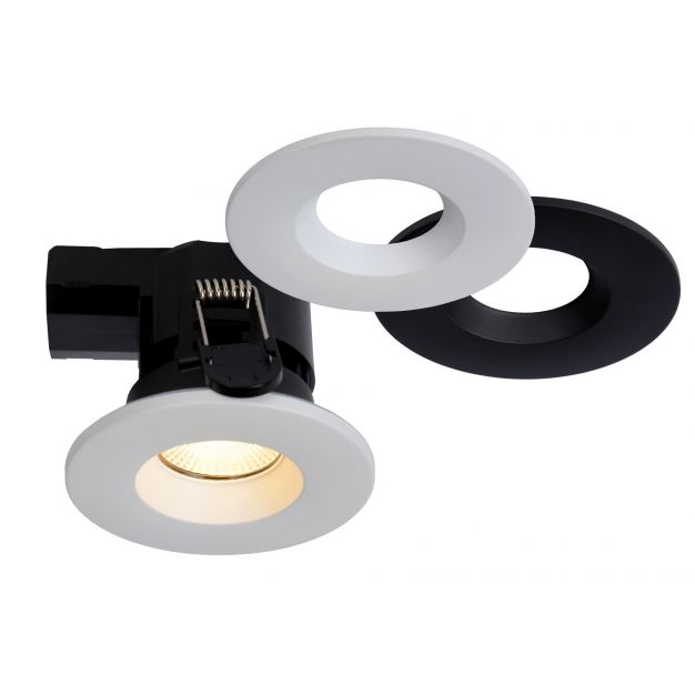 Lucide Binky LED - inbouwspot - Ø 88 mm, 70 mm inbouwmaat - 6,5W dimbare LED incl. - IP65 - zwart en wit
