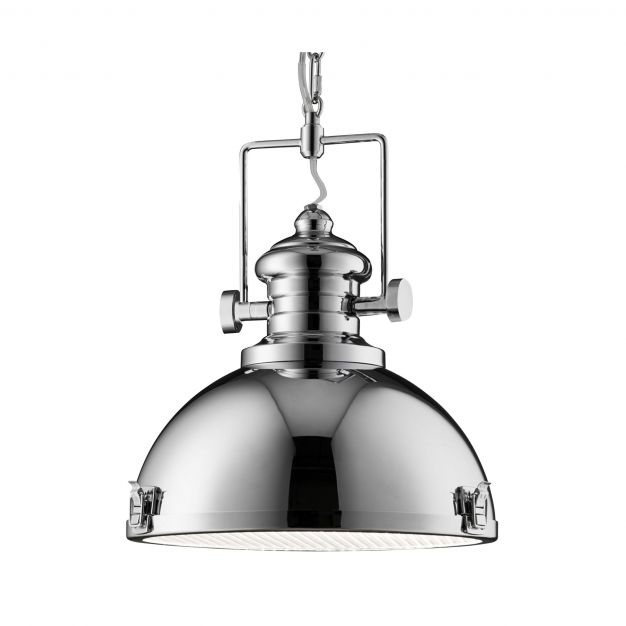 Searchlight Industrial Pendants - hanglamp - Ø 39 x 150 cm - chroom