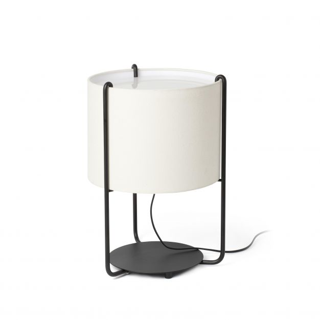 Faro Drum - tafellamp - Ø 30 x 43 cm - zwart en beige