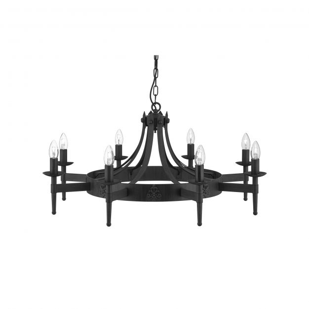 Searchlight Cartwheel - luster - Ø 85 x 90 cm - zwart