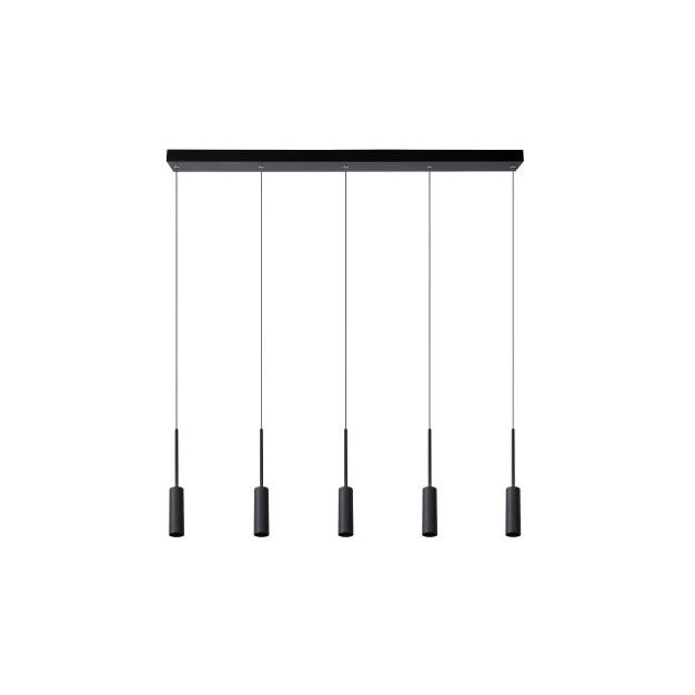 Lucide Tubule - hanglamp 5L - 101 x 8 x 169 cm - 5 x 7W LED incl. - zwart
