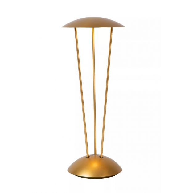 Lucide Renee - oplaadbare tafellamp - Ø 12,3 x 31 cm - 2,2W dim to warm LED incl. - IP54 - mat goud/messing