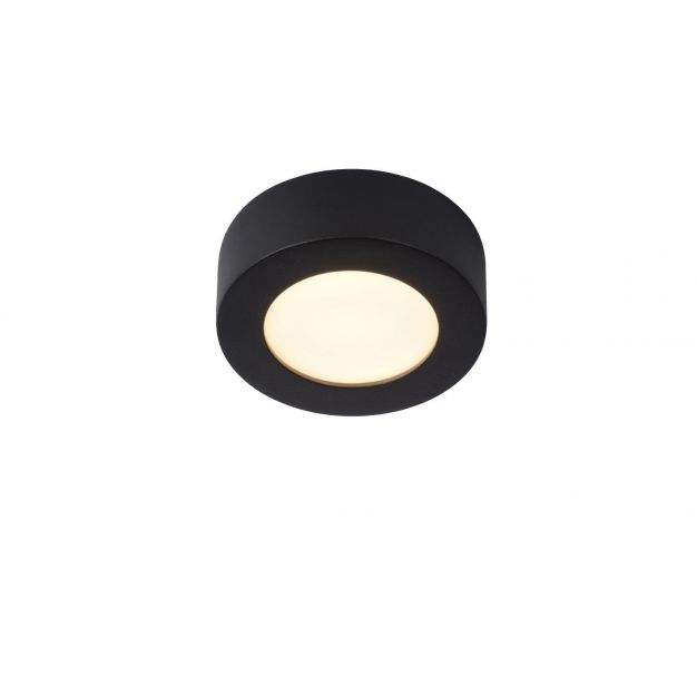 Lucide Brice-Led - plafondverlichting - Ø 11,7 x 3,9 cm - 8W dimbare LED incl. - IP44 - zwart 