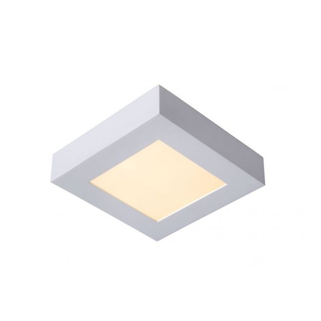 Lucide Brice-Led - plafondverlichting - 16,8 x 16,8 x 3,9 cm - 15W dimbare LED incl. - IP44 - wit 