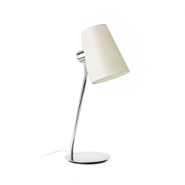 Faro Lupe - tafellamp - Ø 25 x 53 cm - beige en chroom 