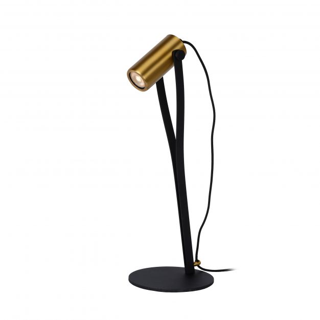Lucide Jantuano - bureaulamp - Ø 18 x 53,5 cm - 3 stappen dimbaar - 5W LED incl. - zwart en mat goud