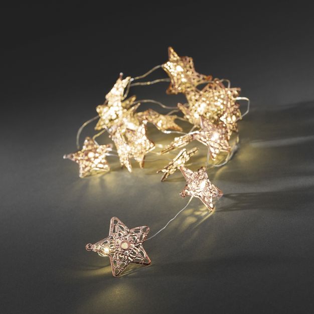 Konstsmide kerstverlichting - Decoratieve LED sterren op batterij - 220 cm - 20 stuks - koper