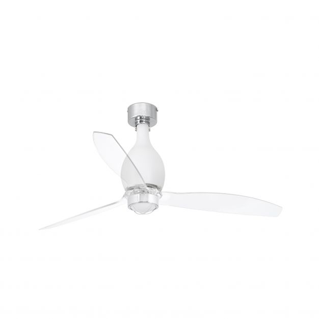 Faro Mini Eterfan - plafondventilator met licht en afstandsbediening - slimme ventilator optie - Ø 128 cm - 17W LED incl. - mat wit en transparant