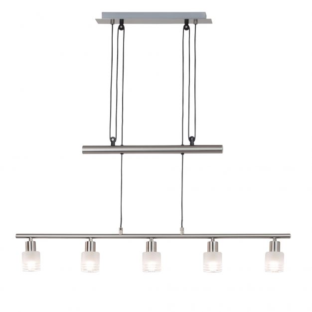 Brilliant Lea - hanglamp - 90 x 160 cm - 5 x 3W LED incl. - satijn chroom