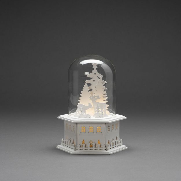 Konstsmide kerstverlichting - houten kersthuis - 18 x 18 x 23,5 cm - wit