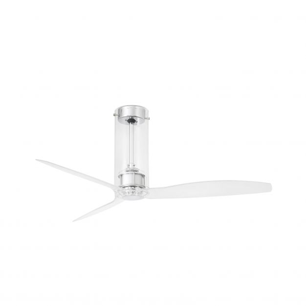 Faro Tube - plafondventilator met afstandsbediening - slimme ventilator optie - Ø 128 cm - chroom en transparant