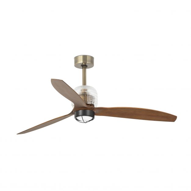 Faro Deco Fan - plafondventilator met licht en afstandsbediening - slimme ventilator optie - Ø 128 cm - 17W LED incl. - donkerbruin en antiek messing