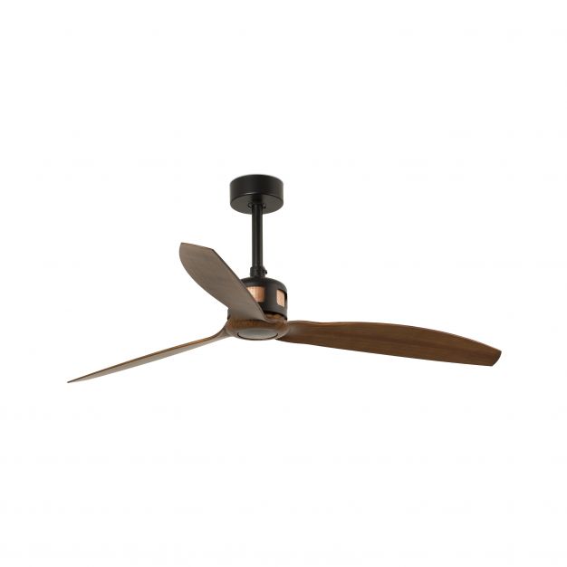 Faro Copper - plafondventilator met afstandsbediening - slimme ventilator - Ø 128 cm - mat zwart en donkerbruin