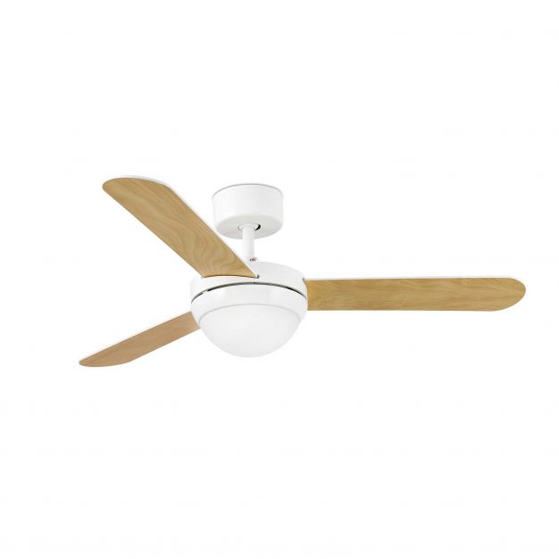 Faro Feroe - plafondventilator met licht en afstandsbediening - Ø 107 cm - wit en lichtbruin