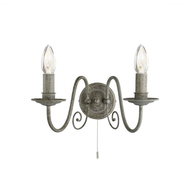 Searchlight Greythorne - wandverlichting met trekschakelaar - 30 x 16 cm - grijs